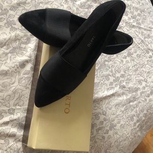 Black suede flats